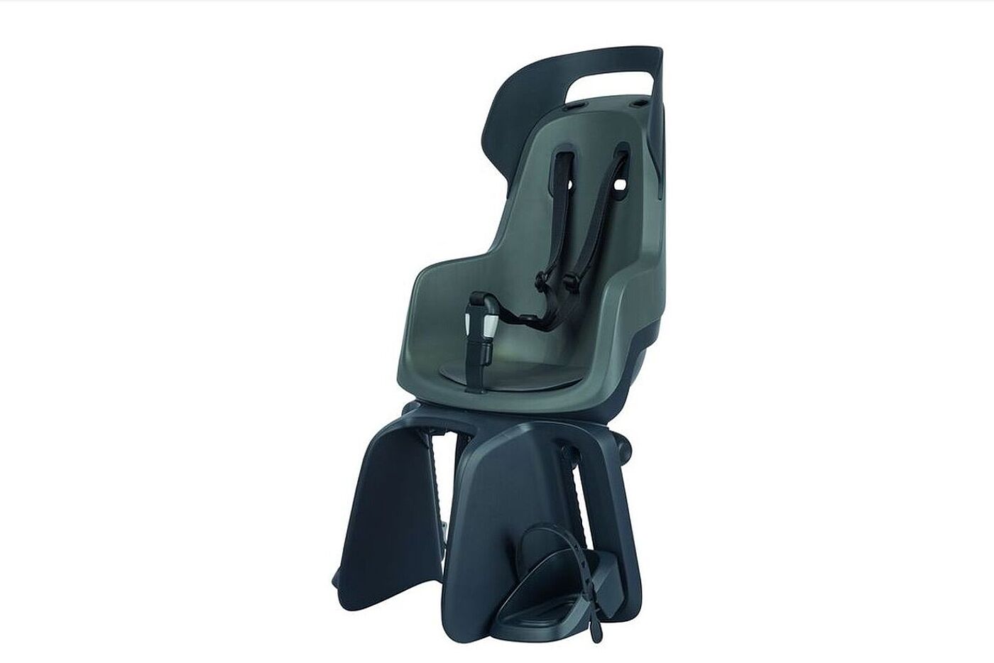 Kindersitz von Bobike für die Gepäckträgermontage. Freisteller eines Kindersitzes von Bobike für die Gepäckträgermontage.